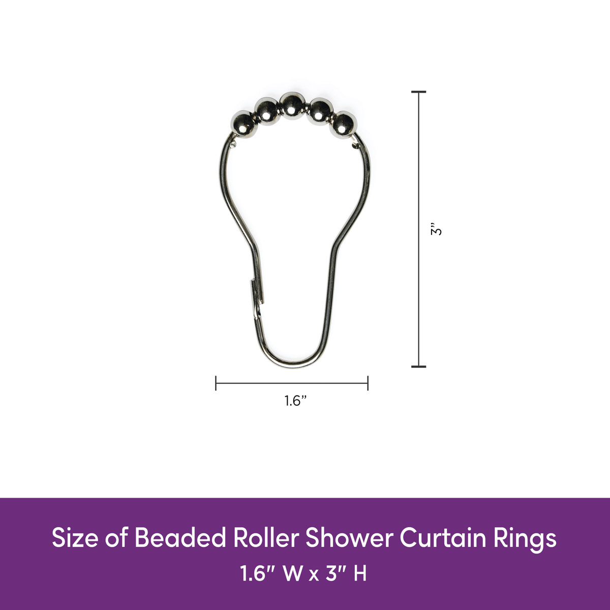 Wayfair Basics Metal Beaded Roller Shower Curtain Rings (Set of 12)